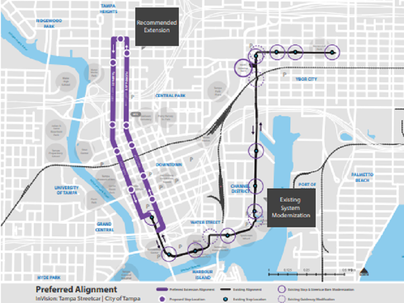 The Tampa Streetcar Extension. Image courtesy of the City of Tampa